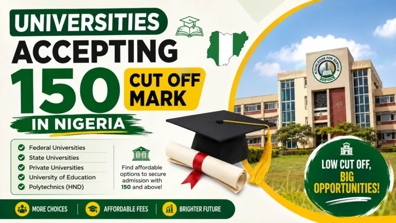 List of Universities Accepting 150 Cut Off Mark