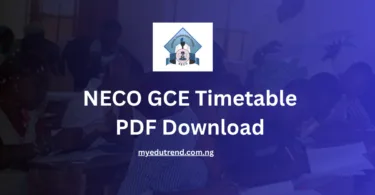 NECO GCE Timetable