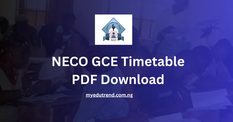 NECO GCE Timetable