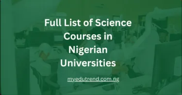 Science Courses in Nigerian Universities